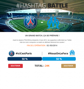 Application de hashtag battle sur Twitter